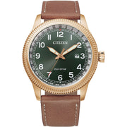 Citizen Of 2020 BM7483-15X - cinturino marrone - cassa oro - quadrante verde militare datario